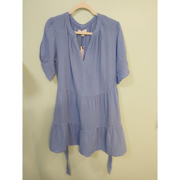 Velvet by Graham & Spencer Women's Bella Cotton Gauze Dress X-Large BLUE COLOR - Picture 5 of 16